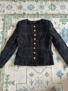 Generation Love Jacket Size L Black Windowpane Button-Front Women's Jacket